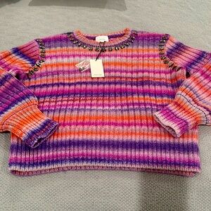 NEW!!! Cinq a sept 5-7 EMBELLISHED MULTICOLOR SWEATER 🤩SIZE M